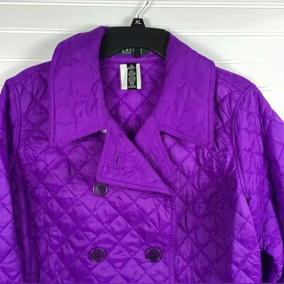 Lauren Ralph Lauren purple/ plum Double Breasted Quilted Jacket size 1X - Picture 4 of 12